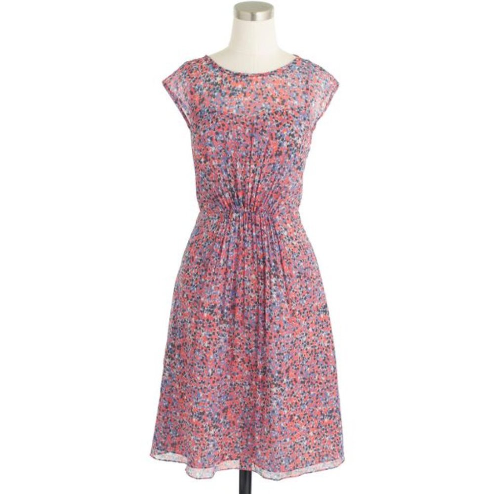 Petite sleeveless silk chiffon dress in watercolor